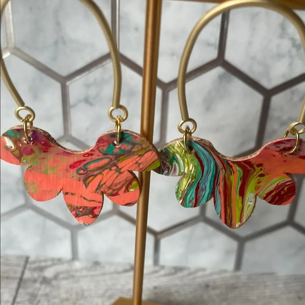 Colorful Abstract Statement Earrings - Picture 2 of 3